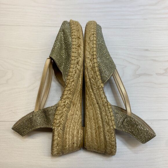 Andre Assous Espadrille Wedge Sandal Women's Size 9 SIlver Slip On Glitter - Picture 4 of 9